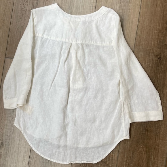 Anthropologie Maeve White Marva Lace up 100% Linen Tunic Top sz 0 | Linen Blouse - Picture 10 of 14